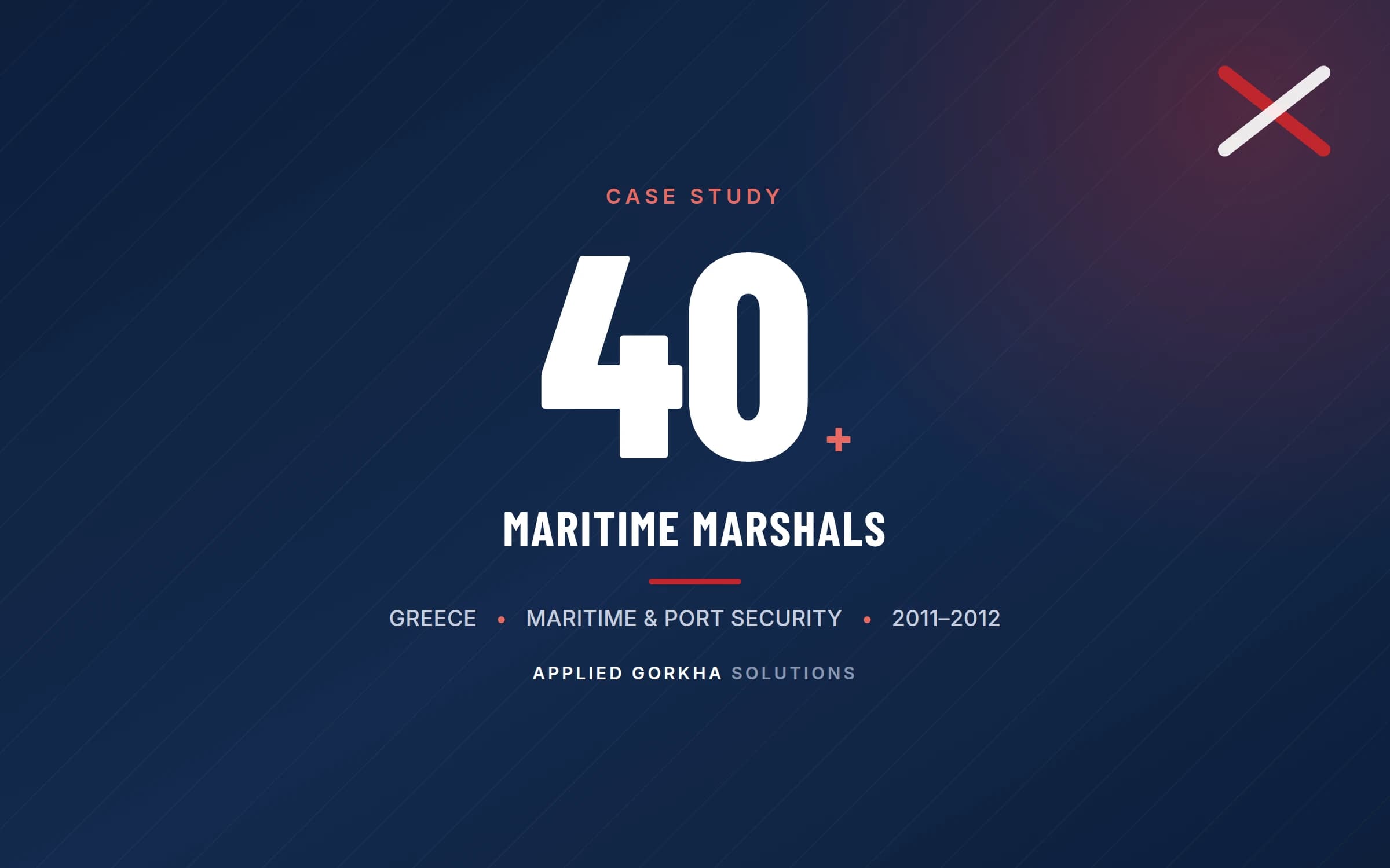 Cover graphic for case study: more than 40 maritime marshals deployed to LSS SAPU, Athens, Greece, 2011–2012.